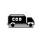 Black solid icon for Cod, delivery and shipping