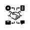 Black solid icon for Comarketing, handshake and handgrip