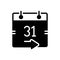 Black solid icon for Come, date and arrive