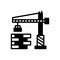 Black solid icon for Construct, crane and brick