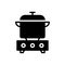 Black solid icon for Cooked, hearthstone and crockpot