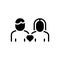 Black solid icon for Couple, duet and relationship