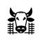 Black solid icon for Cow In Shed, farmyard and pet