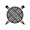 Black solid icon for Crochet Yarn, ball and basket