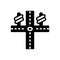 Black solid icon for Crossroad, journey and highway