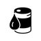Black solid icon for Crude, drop and container