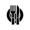 Black solid icon for Cutlery, restaurant and dinnerware