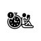 Black solid icon for Delayed, late and deceleration