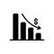 Black solid icon for Depleting Chart, analytics and app