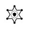 Black solid icon for Deputy, sheriff and badge