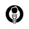 Black solid icon for Diet, fork and apple