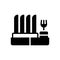 Black solid icon for Dish Rack, cleaner and hanging