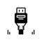 Black solid icon for Displayport, connector and usb