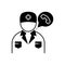 Black solid icon for Doctor on call, treatment and telephone