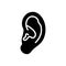 Black solid icon for Ear, audible and anatomy