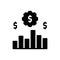 Black solid icon for Economies, growth and chart