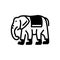 Black solid icon for Elephant, animal and huge