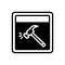 Black solid icon for Emergency Window, hammer and break