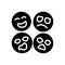 Black solid icon for Emotion, feeling and sense