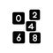 Black solid icon for Even, number and count