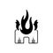 Black solid icon for Explosion fire, bomb and smoking