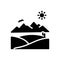 Black solid icon for Extensive, mountain and view