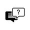Black solid icon for Faqs, question mark and meassage