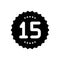 Black solid icon for Fifteen, age and number