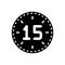 Black solid icon for Fifteen, number and count