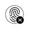 Black solid icon for Fingerprint,  cancelation and biometry