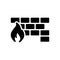 Black solid icon for Firewall, protection and security