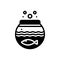 Black solid icon for Fish Inside The Bowl, fishbowl and aquariums