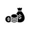 Black solid icon for Funding, finance and cash