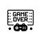 Black solid icon for Gameover, video and game