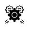 Black solid icon for Gear, mechanism and development