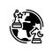 Black solid icon for Geopolitics, chess and globe