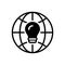 Black solid icon for Global Thinking, technology and bulb