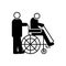 Black solid icon for Handicapped, therapy and wheelchair