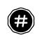Black solid icon for Hash, hashtag and blogging