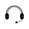 Black solid icon for Headphone, earphone and mike