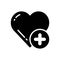 Black solid icon for Healthy, cardiac and healthcare