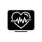 Black solid icon for Heartbeat, life and calligraphy