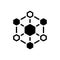 Black solid icon for Hexagonal Interconnections, interconnections and architecture