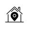 Black solid icon for Home location, local and map