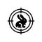 Black solid icon for Hunting, target and rabbit