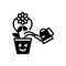 Black solid icon for Indoor gardening, flowerpot and houseplant