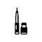 Black solid icon for Insulin, needle and syringe