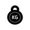 Black solid icon for Kg, kilogram and weight