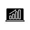 Black solid icon for Laptop Profits Graphics, diagram and finance