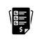 Black solid icon for Listings, indexation and bill paper